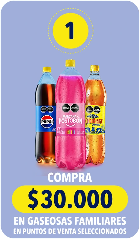 Paso 1: compra $30.000 en gaseosas familiares