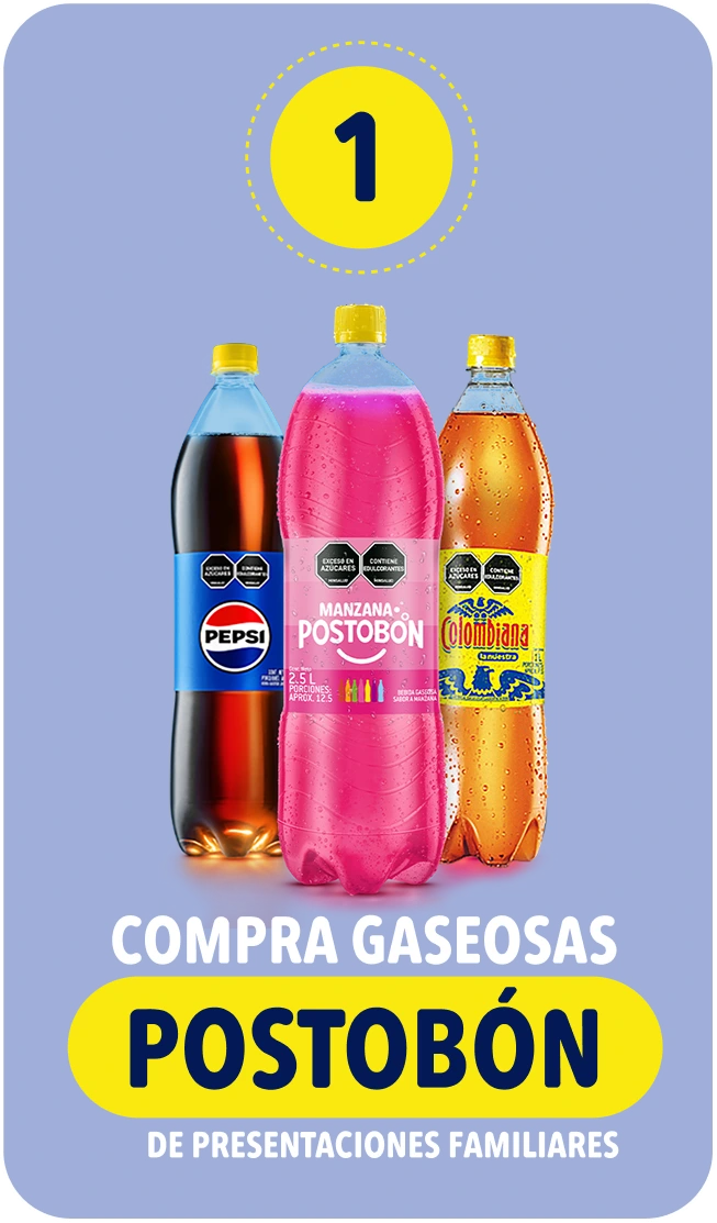 Paso 1: compra gaseosas Postobón de presentaciones familiares